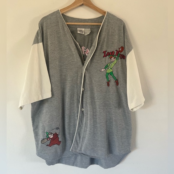 Disney Store Rare Vintage 90s Peter Pan Lost Boys Embroidered Baseball Shirt - Picture 2 of 15